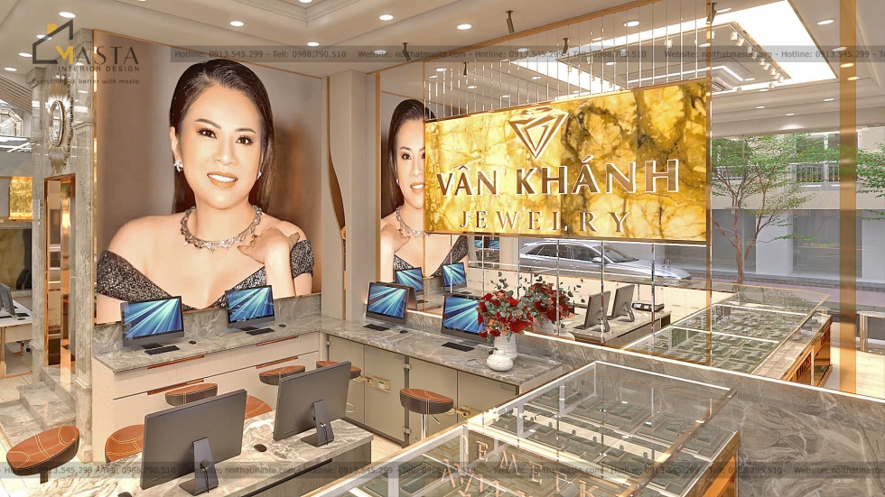 Vách logo màu vàng tăng độ nhận diện thương hiệu